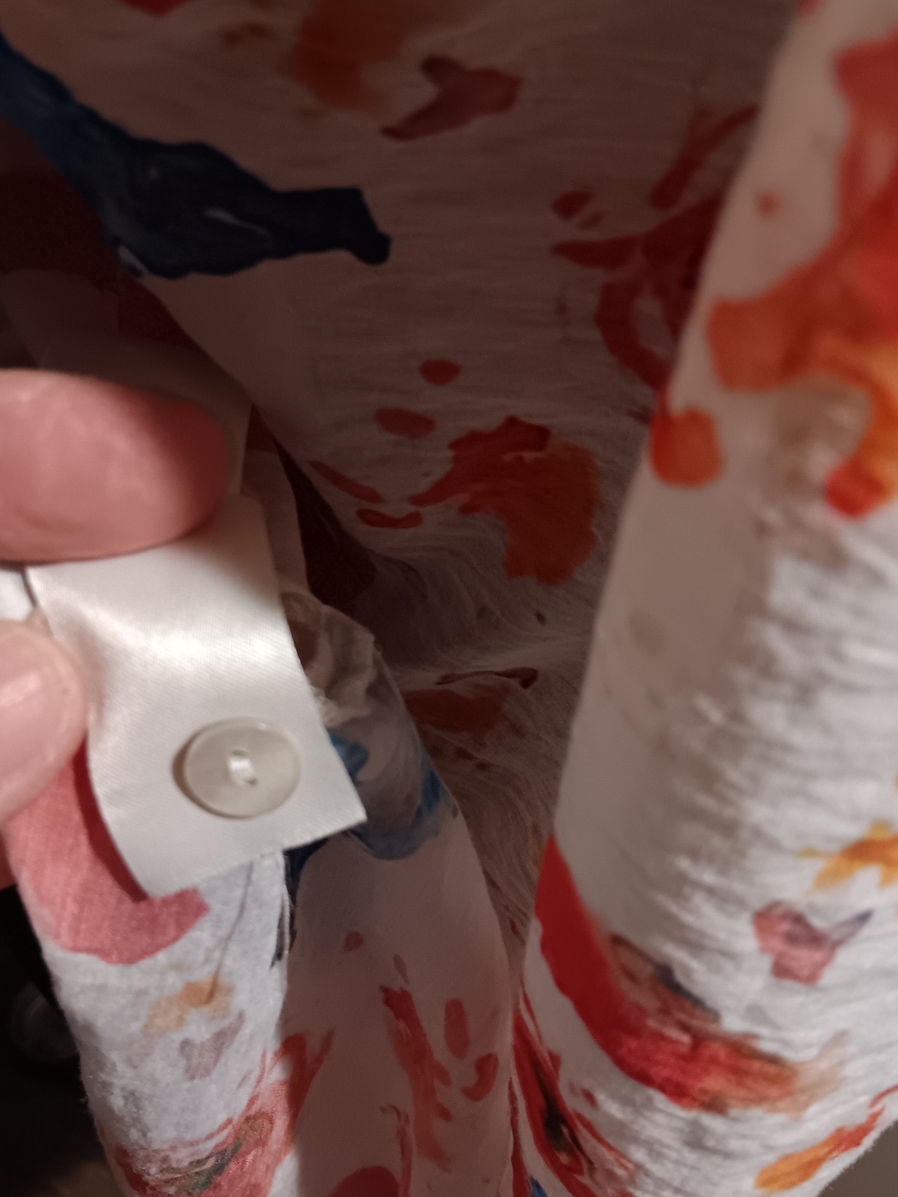 Charlie Jade 🦄 White Watercolor Floral Button-Down with Red & Blue Accents - Picture 8 of 8